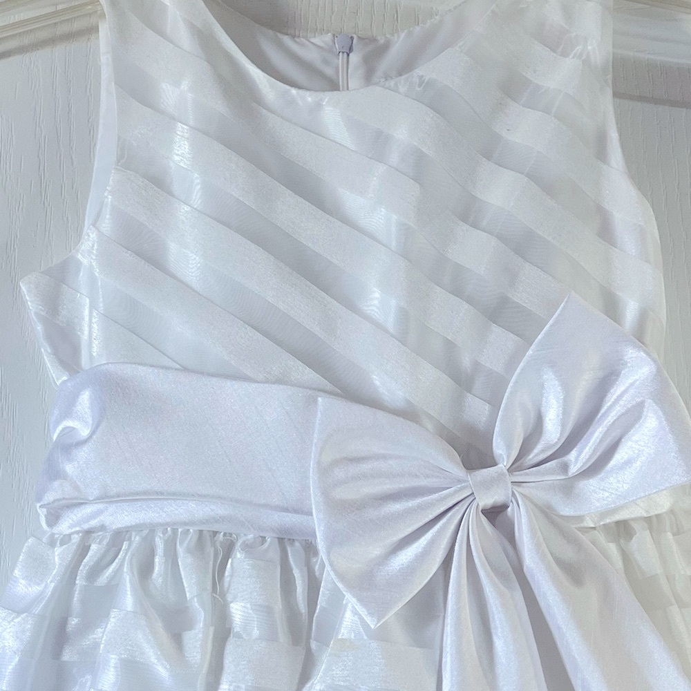 Elegant White Kids Dress with Bow for communion or flower girl dress - Picture 5 of 6